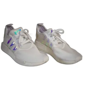 Adidas NMD R1 White Iridescent Boost Sneakers Women's Athletic Shoes Size 9.5