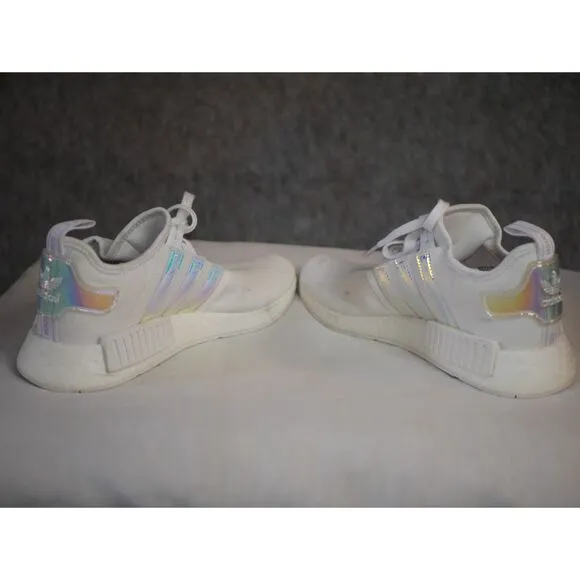 Adidas NMD R1 White Iridescent Boost Sneakers Women's Athletic Shoes Size 9.5