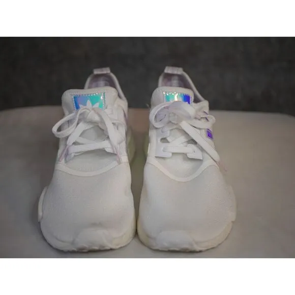 Adidas NMD R1 White Iridescent Boost Sneakers Women's Athletic Shoes Size 9.5
