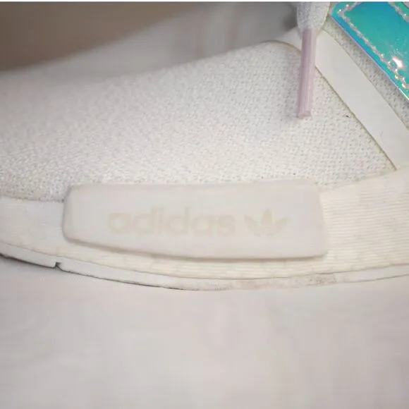 Adidas NMD R1 White Iridescent Boost Sneakers Women's Athletic Shoes Size 9.5