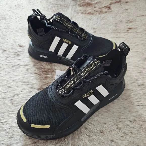 Adidas NMD_R1 V3 'Black Gold Metallic' Shoes Women's Size 8 (Youth 6.5) NEW