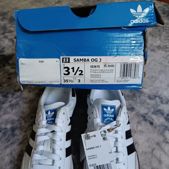 Adidas Samba OG Cloud White Core Black (GS) IE3675 Youth Size 3.5 NWB