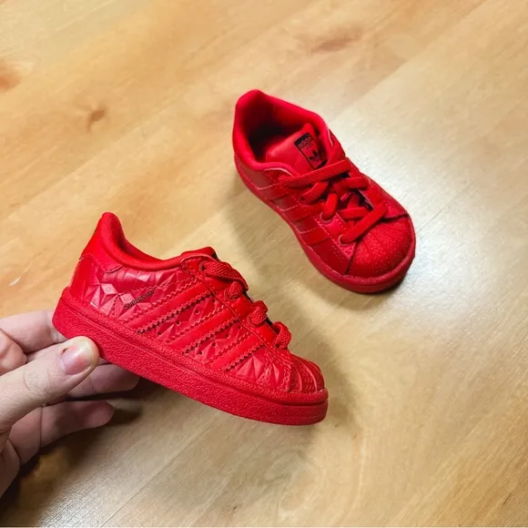 Adidas Superstar Ortholite Triple Red Toddler Slip-on Sneakers Size 5