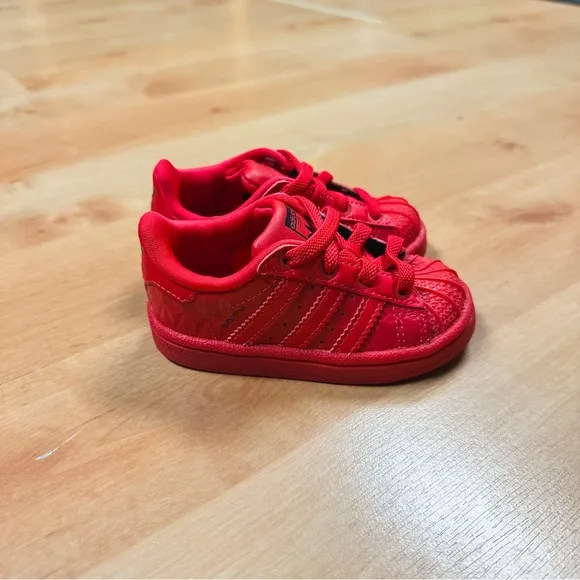 Adidas Superstar Ortholite Triple Red Toddler Slip-on Sneakers Size 5