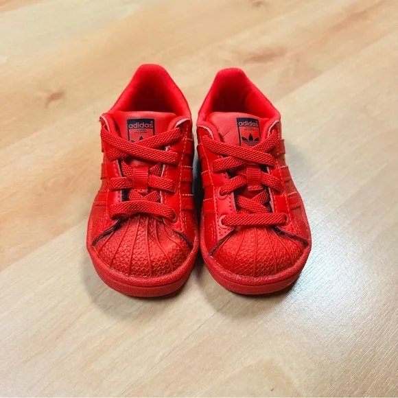 Adidas Superstar Ortholite Triple Red Toddler Slip-on Sneakers Size 5