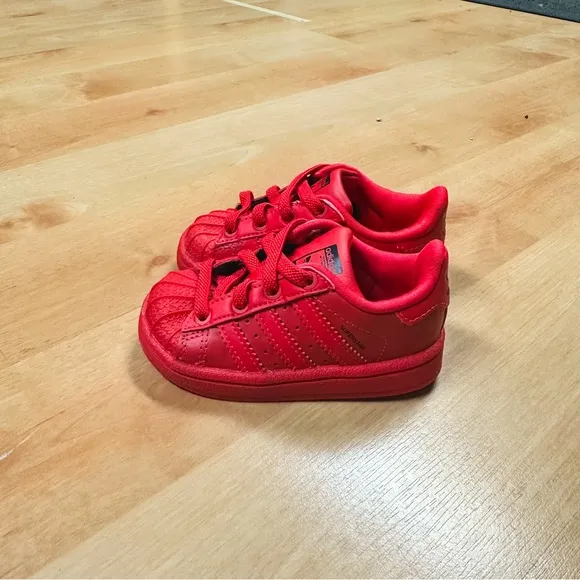 Adidas Superstar Ortholite Triple Red Toddler Slip-on Sneakers Size 5