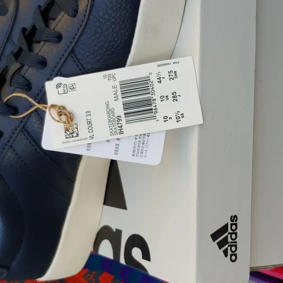 Adidas VL Court 3.0 Men's Skateboard Sneakers Navy Leather &amp; Suede size 10.5 NWT
