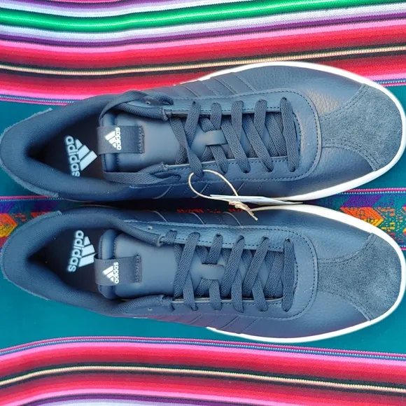 Adidas VL Court 3.0 Men's Skateboard Sneakers Navy Leather &amp; Suede size 10.5 NWT