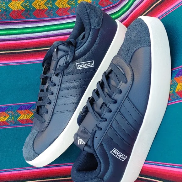 Adidas VL Court 3.0 Men's Skateboard Sneakers Navy Leather &amp; Suede size 10.5 NWT