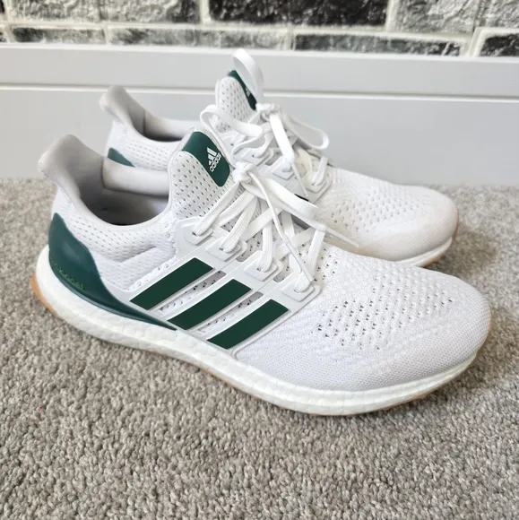 Adidas White and Green Ultraboost Running Shoes Size 9.5