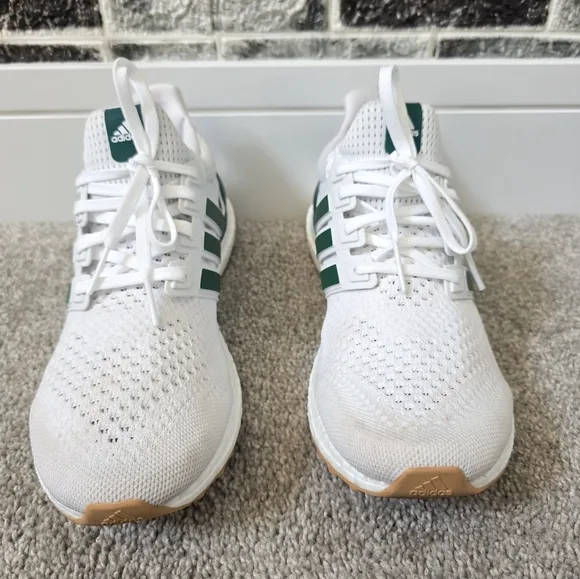 Adidas White and Green Ultraboost Running Shoes Size 9.5