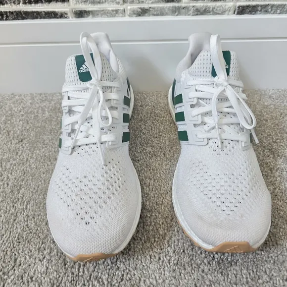 Adidas White and Green Ultraboost Running Shoes Size 9.5