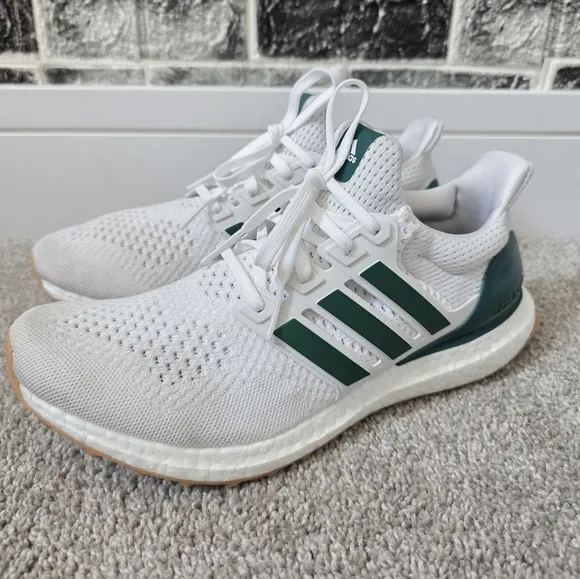Adidas White and Green Ultraboost Running Shoes Size 9.5