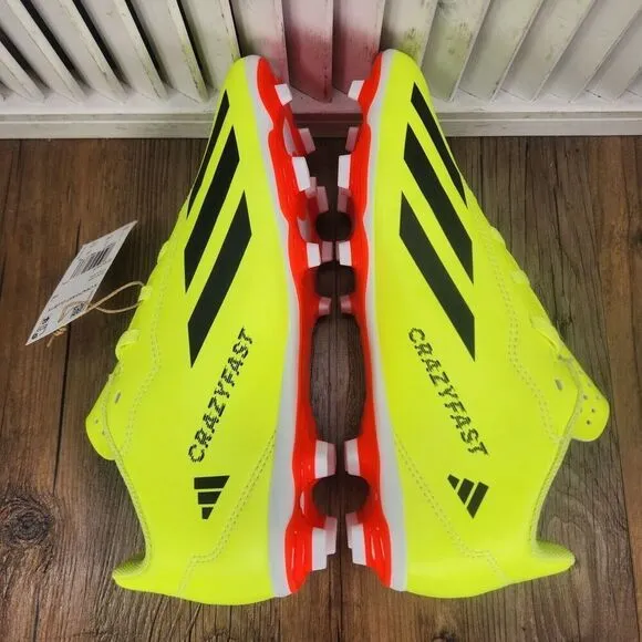 Adidas X Crazyfast Club FxG Youth Sz 5.5 Yellow Black Sport Soccer Cleats IF0717