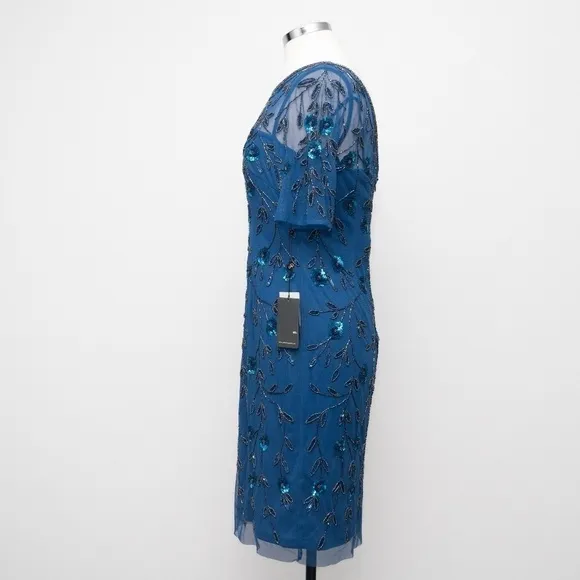Adrianna Papell. 3D Floral Beaded Sheath Dress.