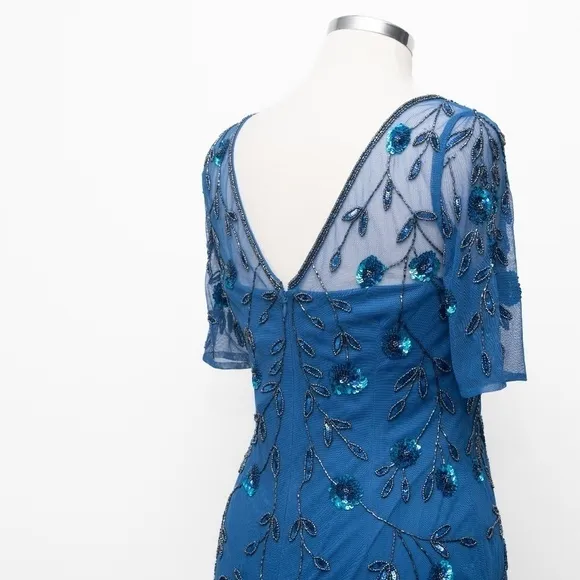 Adrianna Papell. 3D Floral Beaded Sheath Dress.