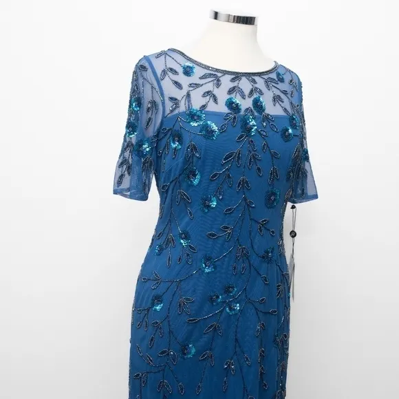 Adrianna Papell. 3D Floral Beaded Sheath Dress.