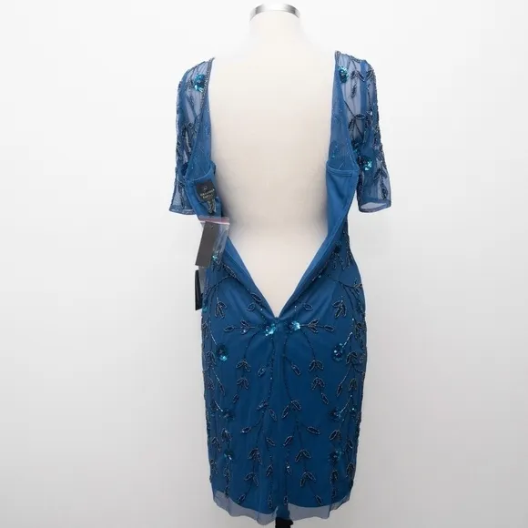 Adrianna Papell. 3D Floral Beaded Sheath Dress.