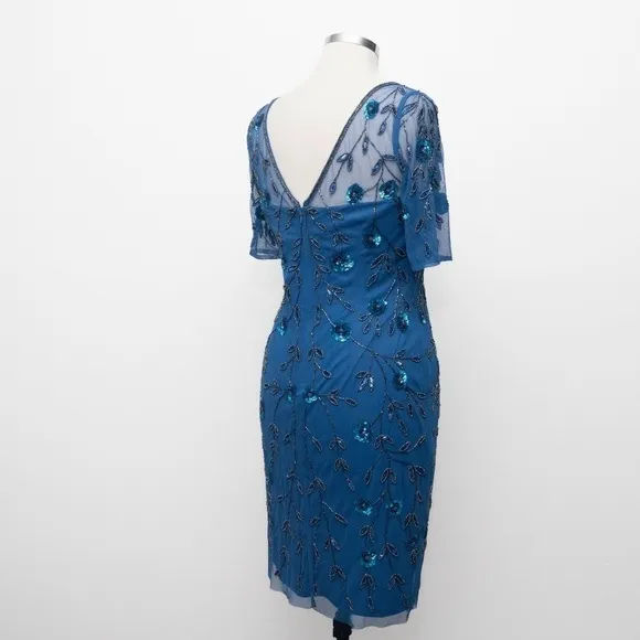 Adrianna Papell. 3D Floral Beaded Sheath Dress.