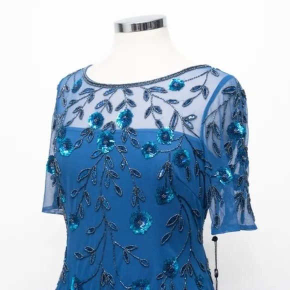 Adrianna Papell. 3D Floral Beaded Sheath Dress.