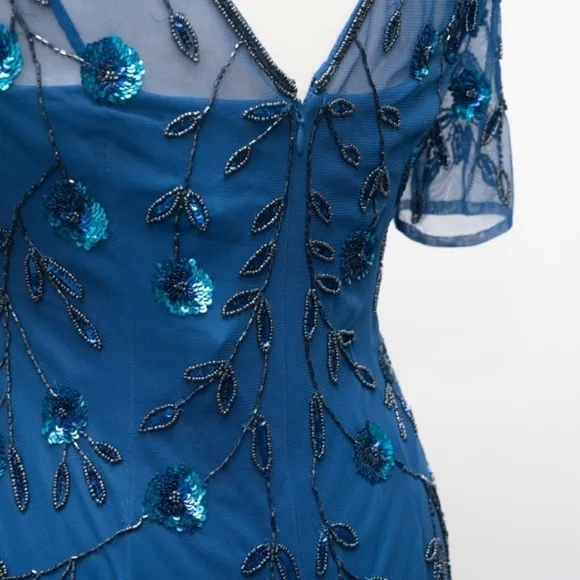 Adrianna Papell. 3D Floral Beaded Sheath Dress.
