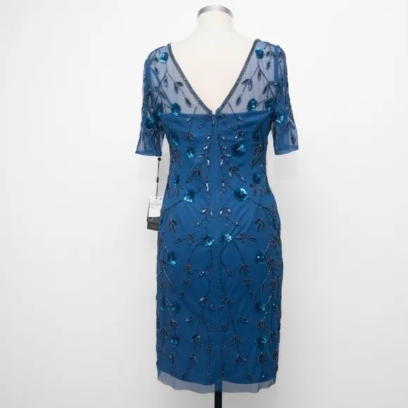 Adrianna Papell. 3D Floral Beaded Sheath Dress.