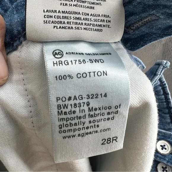 Adriano Goldschmidt AG The James Suspender wide leg crop size 28 jeans pants