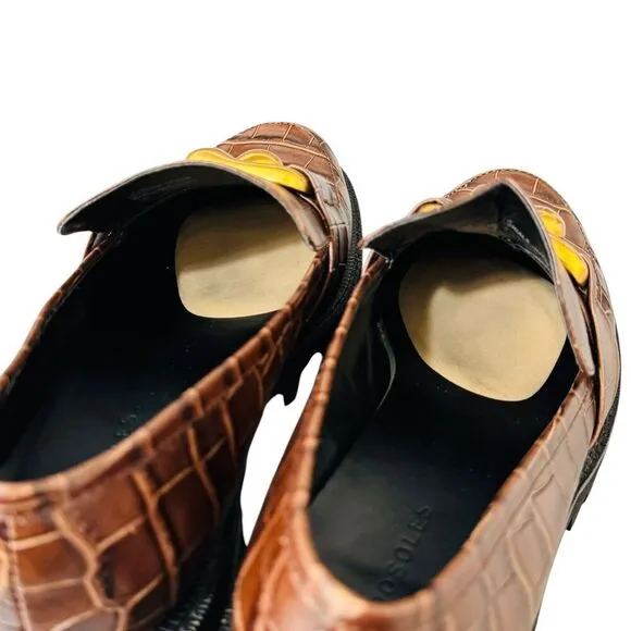 Aerosoles Shoes Women’s Size 9 Lilia Brown Leather Croc Lug Sole Loafer
