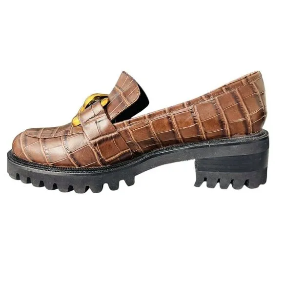 Aerosoles Shoes Women’s Size 9 Lilia Brown Leather Croc Lug Sole Loafer