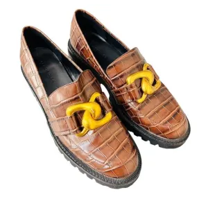 Aerosoles Shoes Women’s Size 9 Lilia Brown Leather Croc Lug Sole Loafer