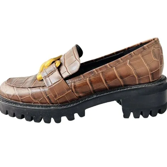 Aerosoles Shoes Women’s Size 9 Lilia Brown Leather Croc Lug Sole Loafer
