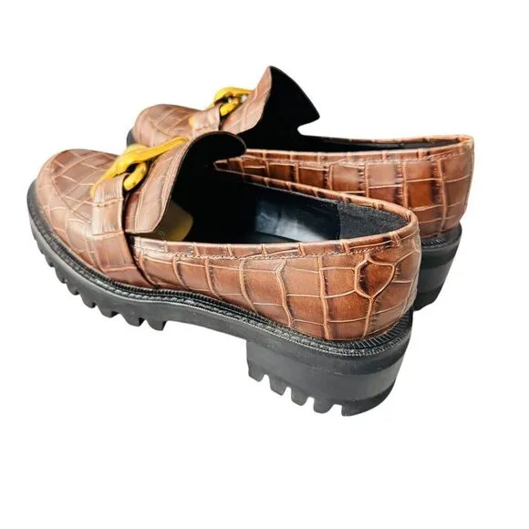 Aerosoles Shoes Women’s Size 9 Lilia Brown Leather Croc Lug Sole Loafer