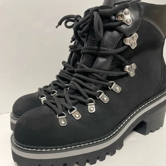 Aerosoles Skylar Black Lace Up Hiking Boots Womens 8