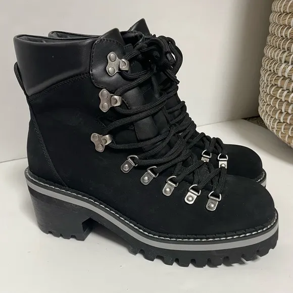 Aerosoles Skylar Black Lace Up Hiking Boots Womens 8