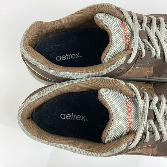 Aetrex Men’s Java Sport Lace Brown Leather Athletic Walking Shoes Size 8.5 M