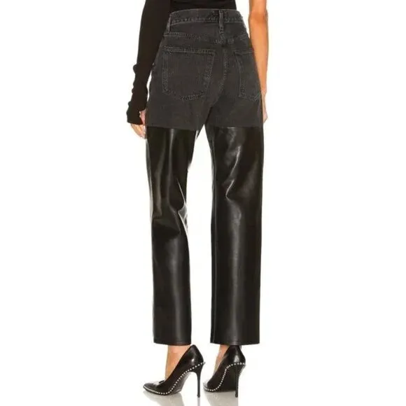 AGOLDE Pieced 90's Pinch Waist Jean in Howl &amp; Detox Leather