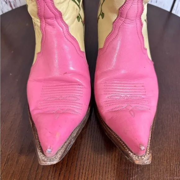 AGUILA BOOTS mexico brand cowgirls boots embroidered leather steel toe 7.5 GUC