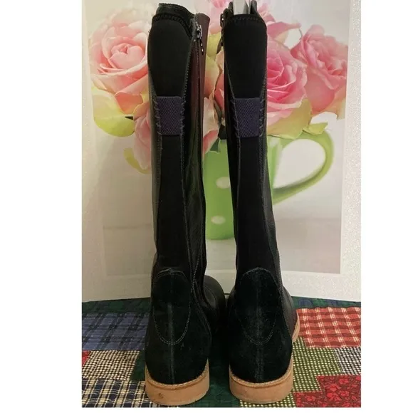 AHNU Helena Tall Leather Boots Size 7 Black