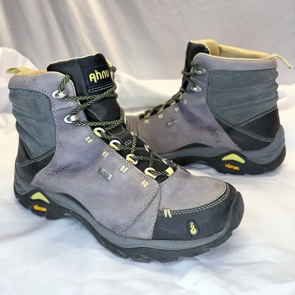 Ahnu Montara Mid Hiking Boots Women's Sz 7.5 Gray eVent Waterproof Leather Shoes
