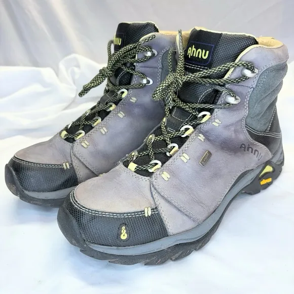 Ahnu Montara Mid Hiking Boots Women's Sz 7.5 Gray eVent Waterproof Leather Shoes