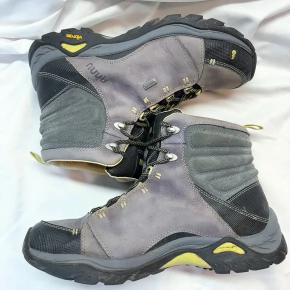 Ahnu Montara Mid Hiking Boots Women's Sz 7.5 Gray eVent Waterproof Leather Shoes