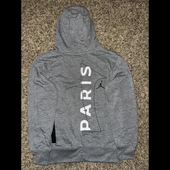 Air Jordan Big Kids (Boy’s) Paris Saint Germain Front Logo Fleece Grey PO Hoodie