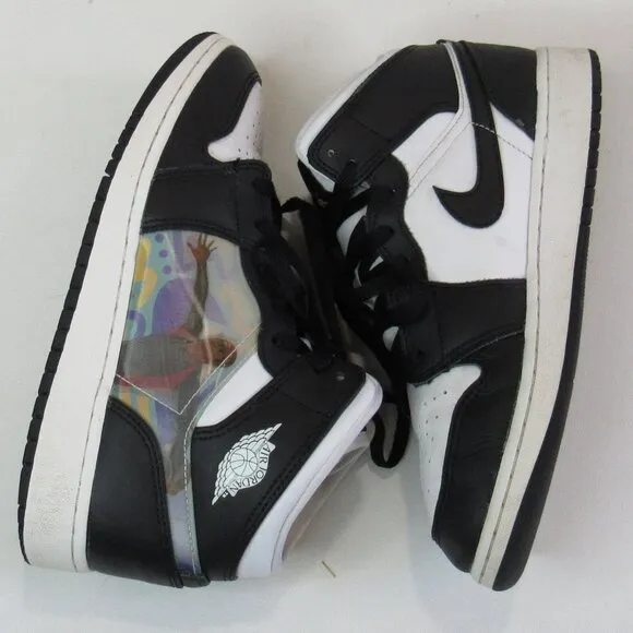 Air Jordan1 Mid Hologram Big Kids' Sneaker Shoes Size 5Y MJ Images Black/Concord