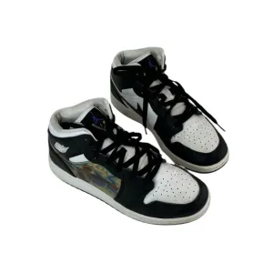 Air Jordan1 Mid Hologram Big Kids' Sneaker Shoes Size 5Y MJ Images Black/Concord