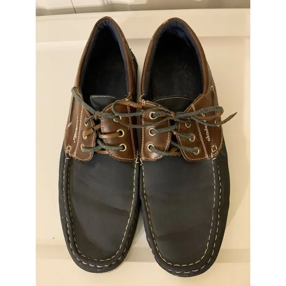 Akademiks Men’s‎ Sz 10 Comfort Lace Up Casual Boat Shoe Loafers Blue Brown
