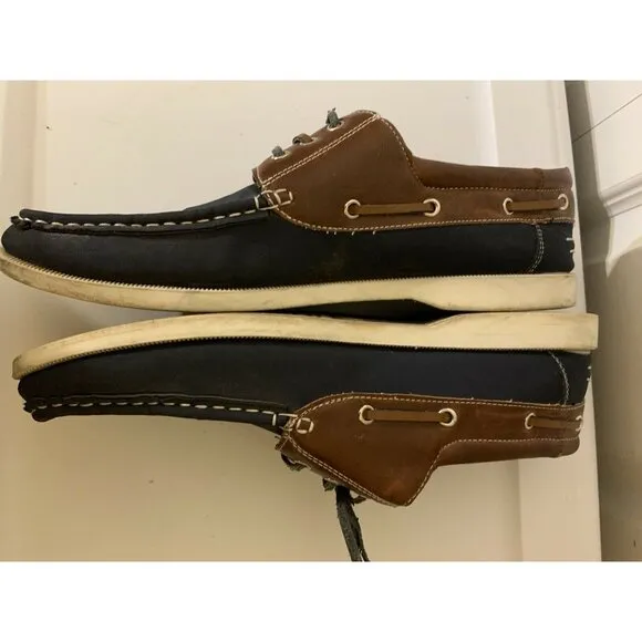 Akademiks Men’s‎ Sz 10 Comfort Lace Up Casual Boat Shoe Loafers Blue Brown
