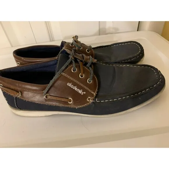 Akademiks Men’s‎ Sz 10 Comfort Lace Up Casual Boat Shoe Loafers Blue Brown