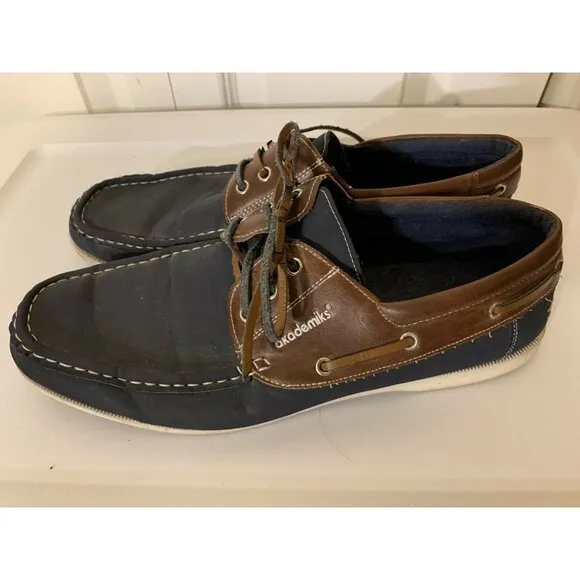 Akademiks Men’s‎ Sz 10 Comfort Lace Up Casual Boat Shoe Loafers Blue Brown