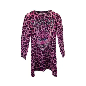 Alberta Ferretti Save Me Leopard-print Knit Sweater in Pink Virgin Wool