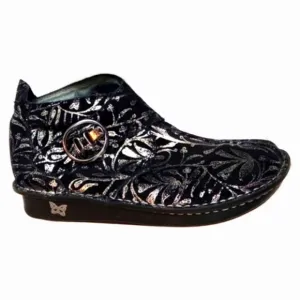 Alegria By PG Lite Caiti Leather Black Blossom Ankle boots booties (w size 39)